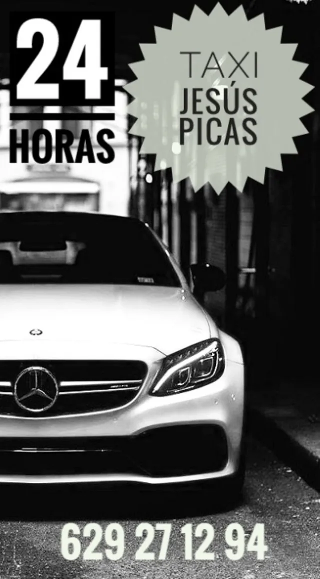 Cartel de Taxi Navalmoral Jesús Picas TAXI 24 Horas